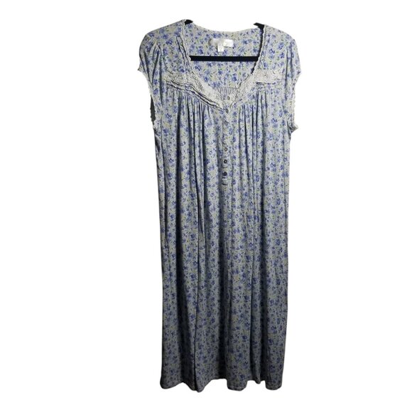 Eileen West Women's Blue Floral Cottagecore, Prairie Nightgown Sz M - Picture 1 of 4